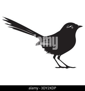 Long-Tail Vogel Silhouette Vektor Illustration Stock Vektor