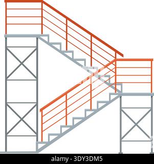 Treppenflüge. Symbol für Seitenansicht der Architekturkonstruktion isoliert auf weißem Hintergrund Stock Vektor