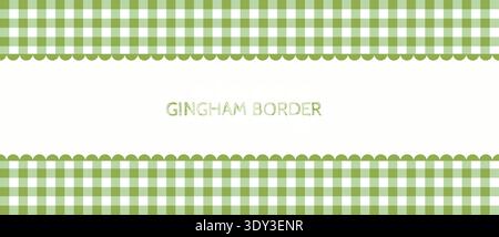 Grüne Gingham-Vektorkante mit gewelltem Rand und Kopierraum für Osterkochrezepte, Frühling und Sommer minimalen Pastellhintergrund Stock Vektor