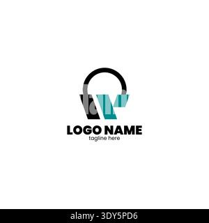 Buchstabe W Kopfhörer Logo Design Vektor Symbol Grafik Illustration Stock Vektor