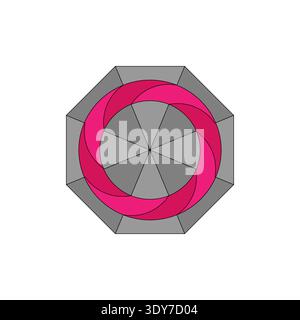 Abstraktes kreisförmiges Element. Rosafarbener Swirl-Vektor. Geometrische runde Form. Modernes Spiralsymbol. Stock Vektor