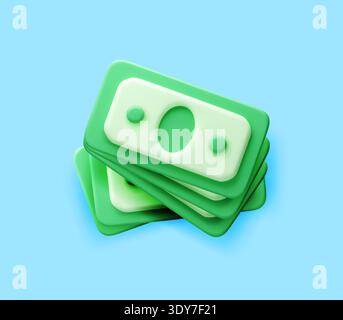 3D-Stapel Grünbuch-Gelder. Stock Vektor