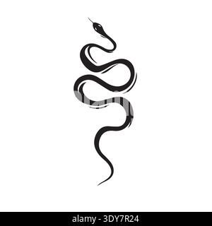 Stilisierter Gewundener Schlange Silhouette Vektor - Reptilienkunstsymbol Stock Vektor