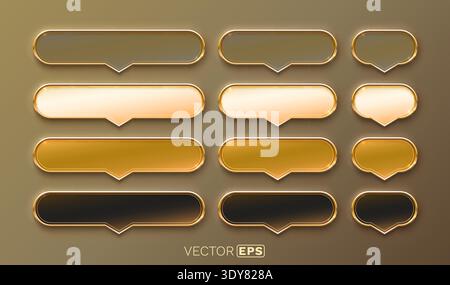 Luxuriöse Kollektion mit goldgerahmten, glänzenden Sprechblasen und Bannervorlagen für elegantes Design. Vektorabbildung Stock Vektor