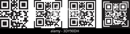 Sammlung von vier qr-Codesymbolen zur Identifizierung und Zahlung digitaler Scans (nicht scannen) Stock Vektor