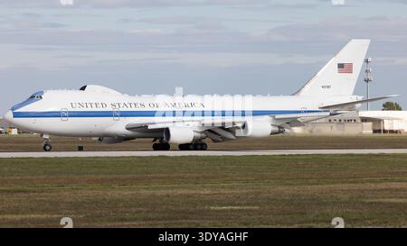 74-0787 Boeing E-4B der United States Air Force bei Ankunft auf dem Luftwaffenstützpunkt San Antonio Lackland Stockfoto