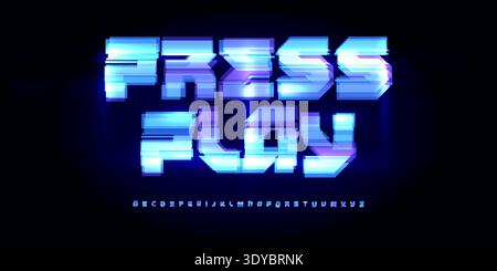 Tech Screen Schriftart Logo Alphabet Futuristischer Briefsatz Moderne HUD Typografie, Digital Glitch Typografie Design Titeltext, Tippplakat Überschrift, Text Stock Vektor