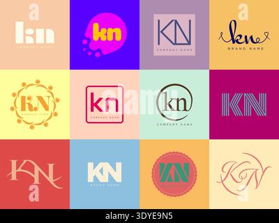 Firmenvorlage für das KN-Logo. Buchstaben k und n. Setzen Sie mit Designelementen verschiedene klassische Serifenschriftarten und modernen, auffälligen Text. Anfängliche Schriftart Stock Vektor