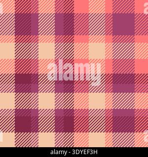 Nahtloses, tiefes Karomuster, london-Textil-Schottenmuster. Irland Vektor Hintergrund Textur Überprüfung in rosa und orange Farbpalette. Stock Vektor