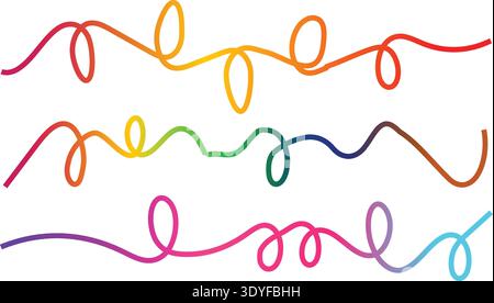 Eine farbenfrohe Illustration von Wellenlinien und Loops Vektor Stock Vektor