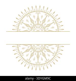 Goldenes Mandala-Trennelement mit Zierrand und dekorativer Linienart Stock Vektor