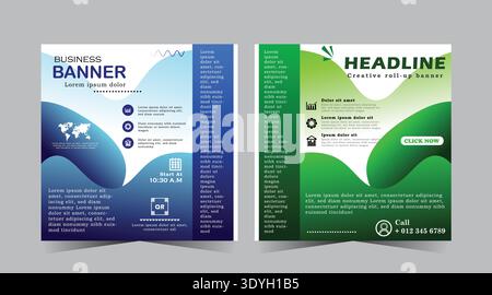 Business Marketing Banner für Social Media Post Template, Business Webinar Template Design für Marketing, blau und grün Post Design, Stock Vektor