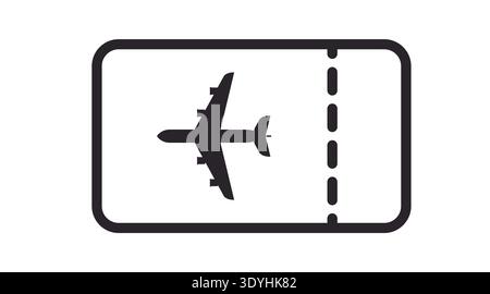Black Line Flugticket-Symbol – minimalistischer Reise- und Flugpass-Vektor Stock Vektor