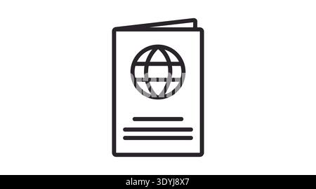 Black Line Passport Symbol – minimalistisches Reisedokument und Tourismusvektor Stock Vektor
