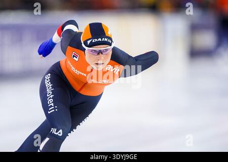 HEERENVEEN, NIEDERLANDE - 8. MÄRZ: Marijke Groenewoud aus den Niederlanden während der ISU Speed Skating Weltmeisterschaft im Thialf am 8. März 2026 in Heerenveen, Niederlande (Foto: Andre Weening/Orange Pictures) Stockfoto