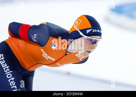 Marijke Groenewoud aus den Niederlanden trat 5000 am 4. Tag der ISU Speed Skating World Championships 2026 in Thialf am 8. März 2026 in Heerenveen an. (Foto: Marcel ter Bals/MTB-Photo/Alamy Live News) Stockfoto