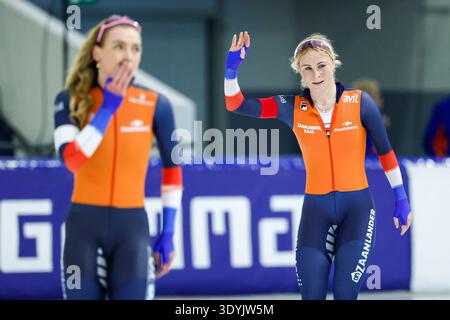 Marijke Groenewoud aus den Niederlanden trat 5000 am 4. Tag der ISU Speed Skating World Championships 2026 in Thialf am 8. März 2026 in Heerenveen an. (Foto: Marcel ter Bals/MTB-Photo/Alamy Live News) Stockfoto