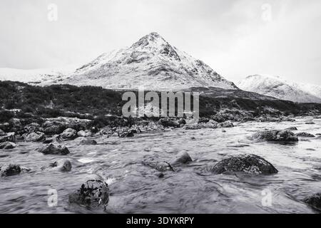 Buachaillee Etive Mor bedeckt mit Schnee. Glencoe, Schottland. Stockfoto