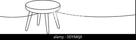 Minimalistischer runder Hocker im Umriss. Einfaches Möbeldesign für moderne Innenräume und Dekorationen. Stock Vektor