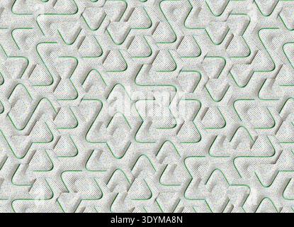 Abstrakter geometrischer Hintergrund mit sich wiederholenden sechseckigen Formen, die in einem tessellierten Muster angeordnet sind. Das Design kombiniert mehrschichtige Formen mit kleinem Triangu Stockfoto