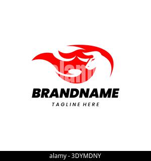 Bull-Logo mit brennenden Flammen in schlichtem, flachem Design Stock Vektor