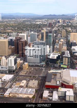 Blick aus der Vogelperspektive auf die Innenstadt von Phoenix, Arizona Stockfoto