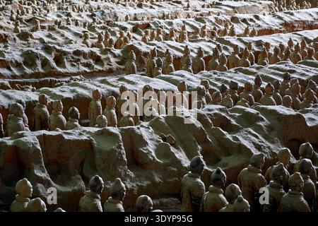 Viele berühmte Terrakotta-Armeekrieger im Mausoleum von Kaiser Qin Shi Huang in Xi'an Stockfoto