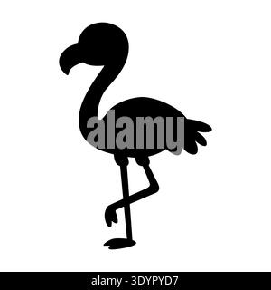 Elegante Flamingo Silhouette Vektor Illustration. Stilvolle Vogelform auf einem Bein für Sommermotive, Dekoration für Strandpartys und Modenlogos vecto Stock Vektor