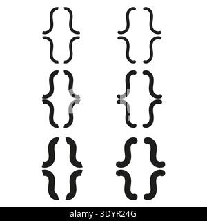 Raffinierte geschwungene Klammern. Symbole für mathematische Klammern. Aufwändiger Typografie-Vektor. Umfassende Satzzeichen. EPS 10. Stock Vektor