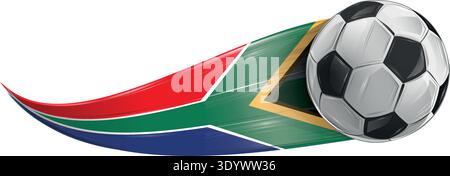 Südafrika Flagge farbiger Fußball in realistischer Vektor-Illustration. Stock Vektor