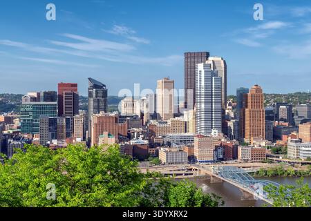 Skyline von Pittsburgh City. Luftaufnahme in Pittsburgh, Pennsylvania. Stockfoto