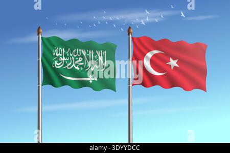 Saudi-Arabien und die Türkei haben Beziehungen zum Himmel Stock Vektor