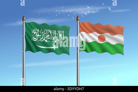 Saudi-Arabien und Niger halten die Beziehung zum Himmel Stock Vektor