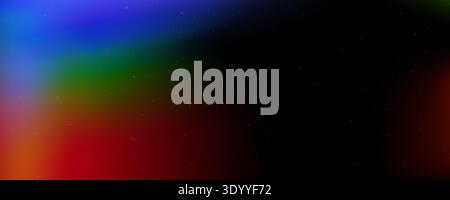 Regenbogenfolie Leckfilter-Überlagerung. Gealterter, strukturierter heller Hintergrund mit Lichtreflexrahmen. Retro-Fotoeffekt mit Kornsättigung. Belichteter Hintergrund für verblasste Fotografie. Vektor alte verbrannte Staubtapete Stock Vektor