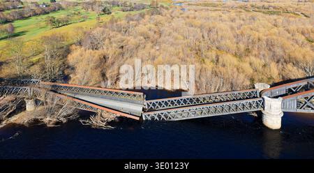 Garmouth Viaduct Speymouth Railway Viadukt elf Wochen nach dem Zusammenbruch, da das Wasser das Fundament erodierte Image Eleven Stockfoto