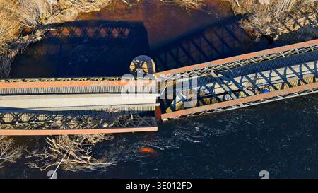 Garmouth Viaduct Speymouth Railway Viadukt elf Wochen nach dem Zusammenbruch, da das Wasser das Fundament erodierte Bild 10 Stockfoto