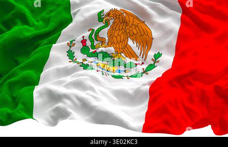 Mexikanische Nationalflagge 3d isolierter Hintergrund Stockfoto