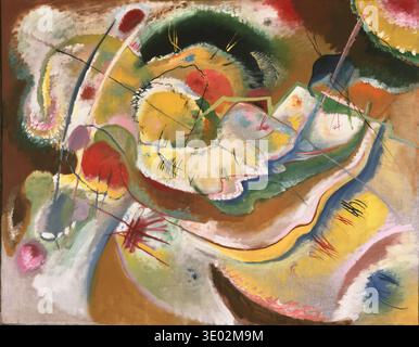 Wassily Kandinsky kleines Gemälde mit Gelb (Improvisation) 1914 Russisches abstraktes Gemälde mit leuchtendem Gelb Stockfoto