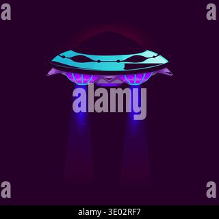 Cartoon-UFO-Raumschiff, futuristische Alien-Untertasse Stock Vektor