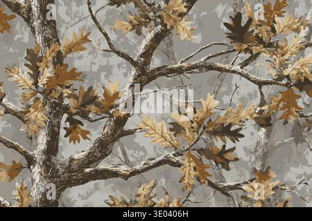 Nahtloses Camouflage-Muster. Forest Real Tree Camouflage-Design. Jagdcamouflage. Stock Vektor