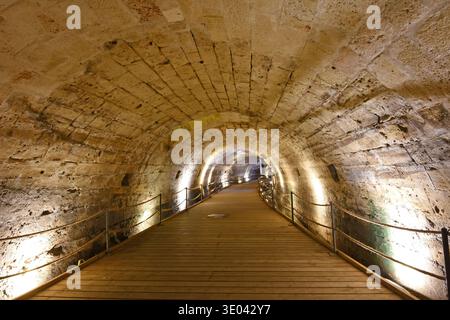 Der Templertunnel in der Altstadt von ACCO, Israel. Stockfoto