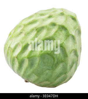 Pudding-Apfel oder Cherimoya-Frucht isoliert auf weißem Hintergrund. Beschneidungspfad Stockfoto