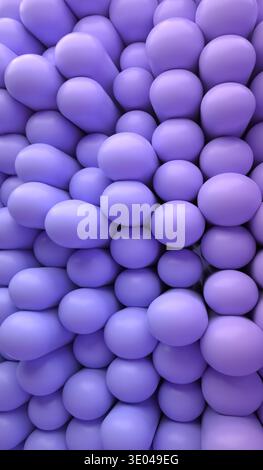 Eine lebendige abstrakte Illustration mit einer Reihe glatter, violetter Kapseln. Die nahtlose Wiederholung erzeugt einen visuell fesselnden Hintergrund Stockfoto