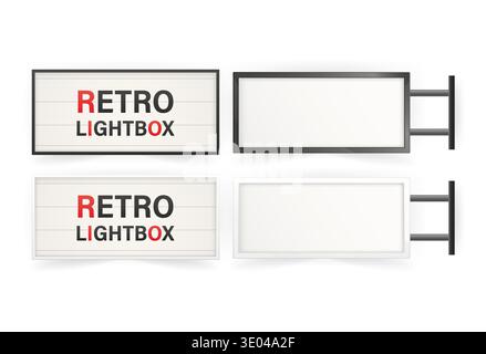 Sortiment an Vintage-Leuchtkästen und leeren Filmzelt-Schildern, ideal für Werbeaktionen, Nachrichten oder personalisierte Inhalte Stock Vektor