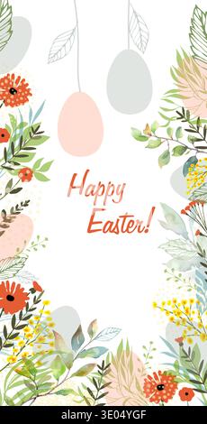 Frohe Ostern Grußkarte mit Ei. Religiöse Feiertagsvektor-Illustration für Poster, Flyer. Handgezeichnet. Nicht AI, Vektorillustration Stock Vektor