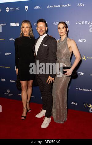 Claire Richards, Lee Latchford-Evans und Faye Tozer nehmen am 8. März 2026 an den 26. Jährlichen WhatsOnStage Awards im London Palladium teil. Stockfoto