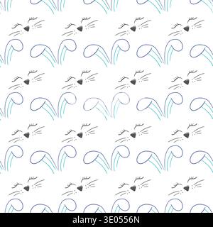 Nahtloses Ostermuster mit minimalistischen Häschen. Vektor-Illustration perfekt für saisonale Designs, Tapeten, festliche Dekorationen, Geschenkpapier, Tex Stock Vektor