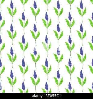 Nahtloses Muster mit violetten Blüten. Vektor-Illustration perfekt für saisonale Designs, Tapeten, festliche Dekorationen Stock Vektor