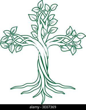 Christliches Kreuz Baum des Lebens Icon Illustration Stock Vektor