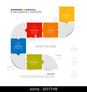 Diese Infografik-Vorlage verfügt über ein schrittweises Prozessablaufdesign mit farbenfrohen Quadraten. Verwenden Sie diese vielseitige Infografik-Vorlage, um Ihr Unternehmen zu präsentieren Stock Vektor